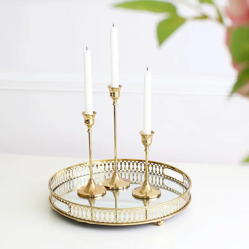 Vintage Metal Candlesticks For Mantel Decore