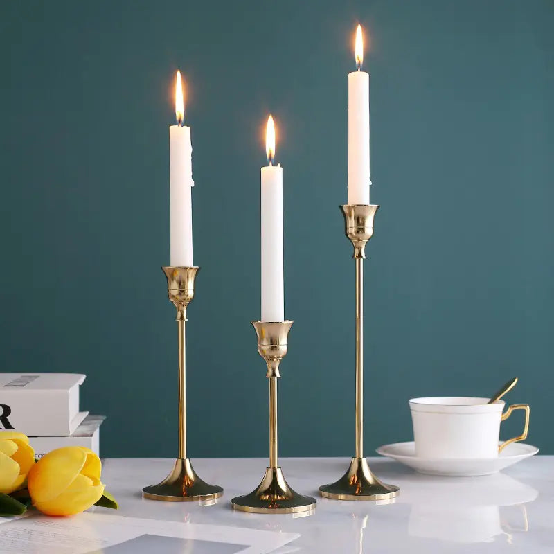 Vintage Metal Candlesticks For Mantel Decore