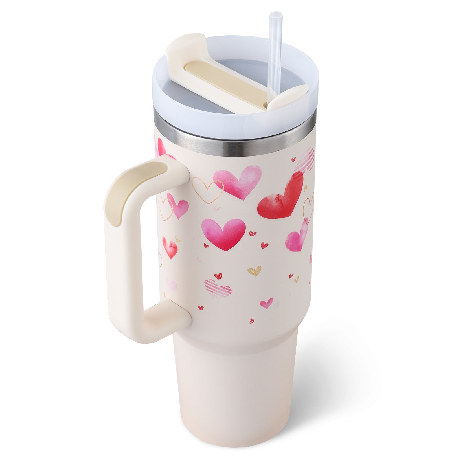 40 Oz Tumbler With Handle Straw Insulated .