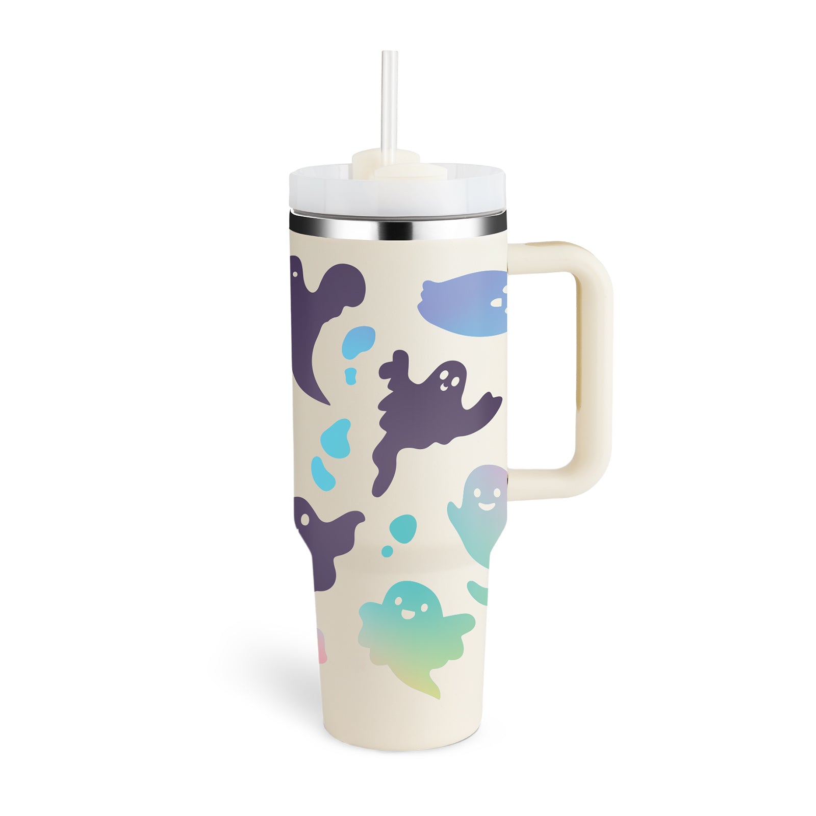 40 Oz Tumbler With Handle Straw Insulated .