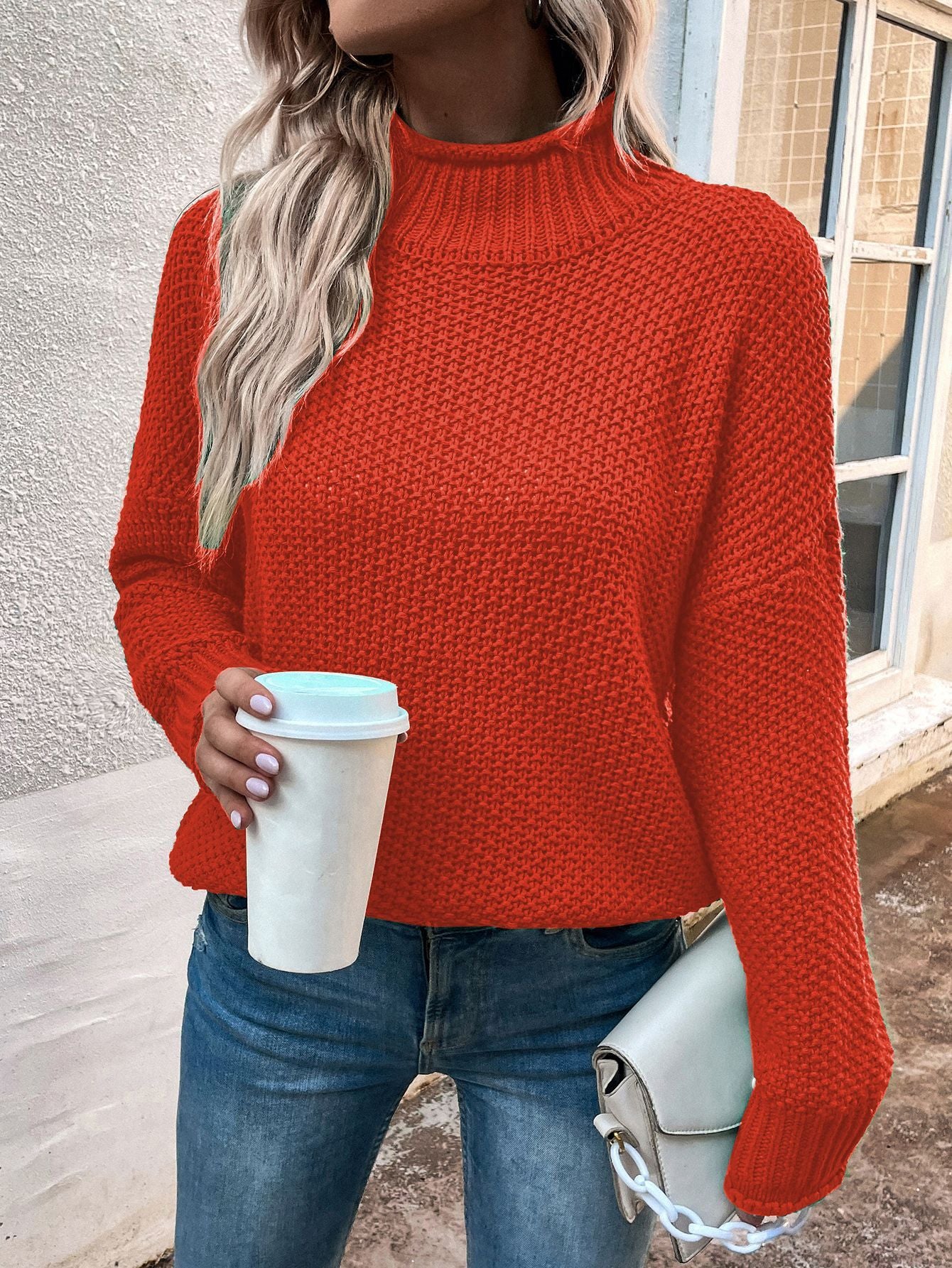 Winter Fashion Casual Knitted Long-Sleeved Top Women's Clothing.