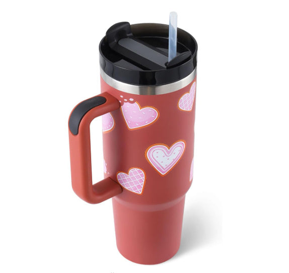 40 Oz Tumbler With Handle Straw Insulated .