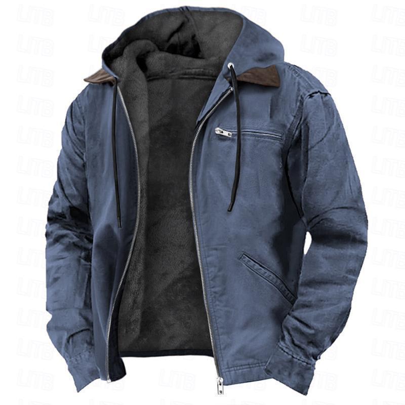 Winter Hooded Coat t Casual Outwear Men's Clothing.
