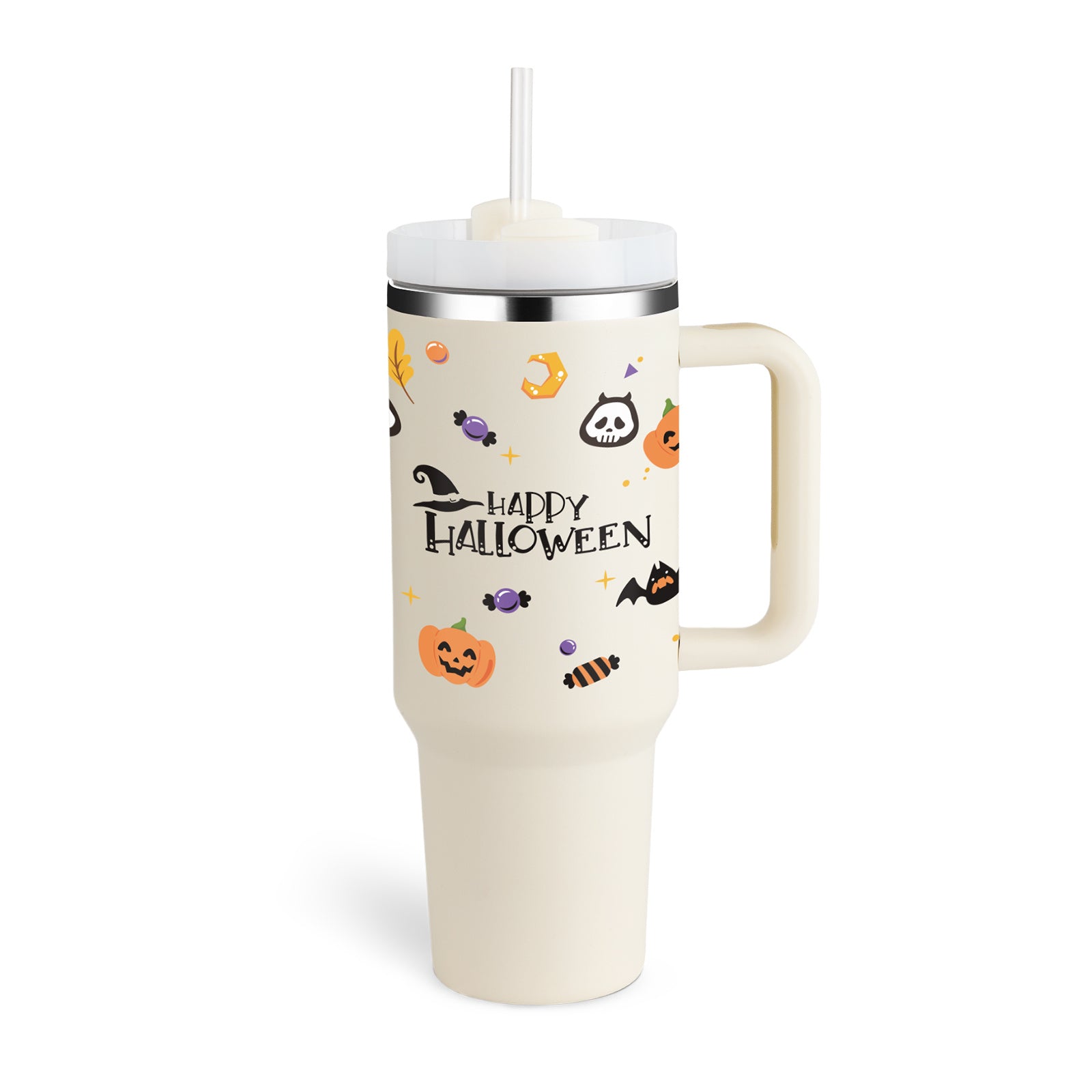 40 Oz Tumbler With Handle Straw Insulated .