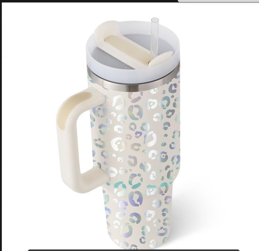40 Oz Tumbler With Handle Straw Insulated .