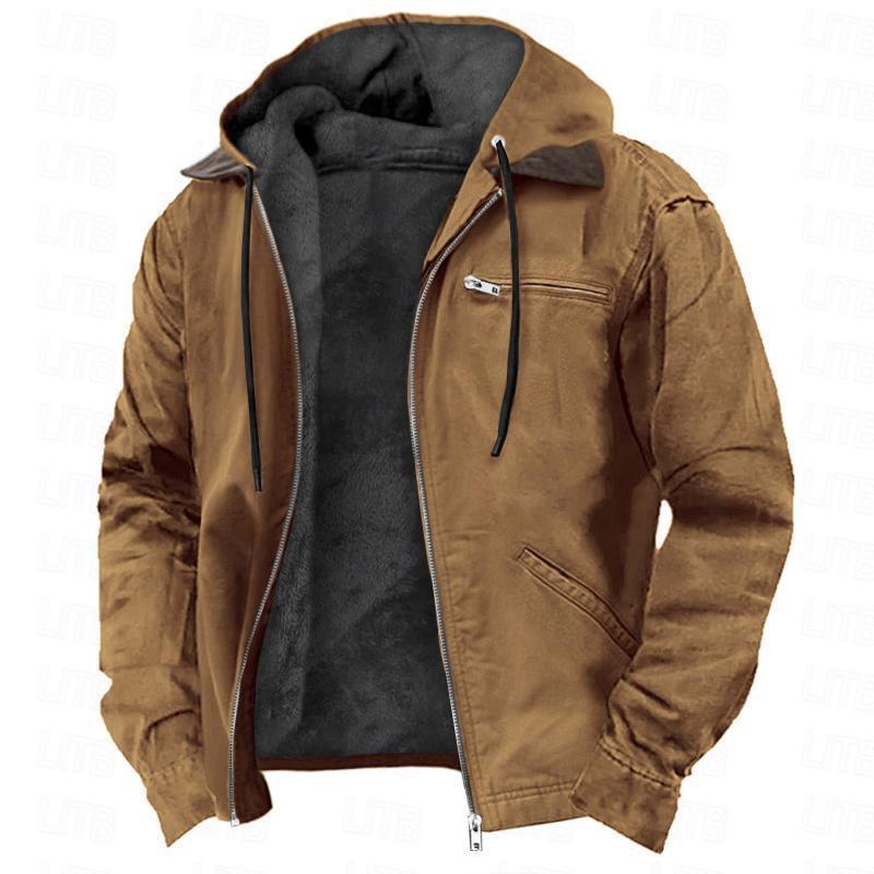 Winter Hooded Coat t Casual Outwear Men's Clothing.