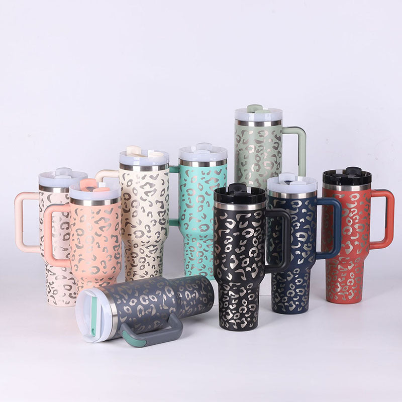 40 Oz Tumbler With Handle Straw Insulated .