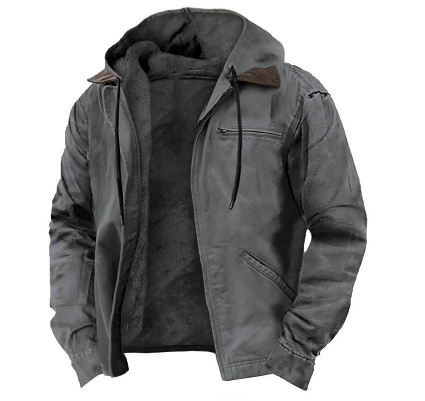Winter Hooded Coat t Casual Outwear Men's Clothing.