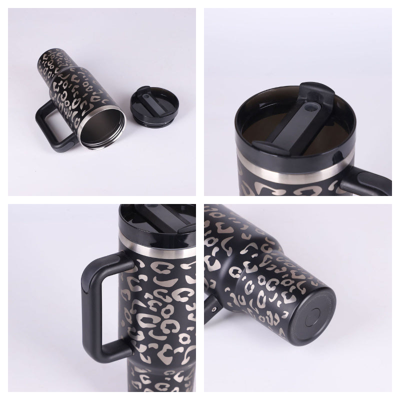40 Oz Tumbler With Handle Straw Insulated .