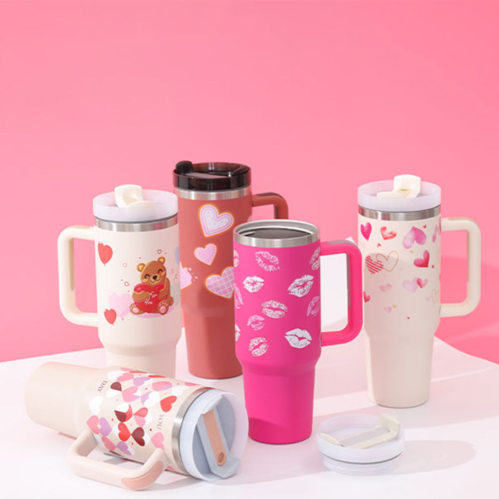 40 Oz Tumbler With Handle Straw Insulated .