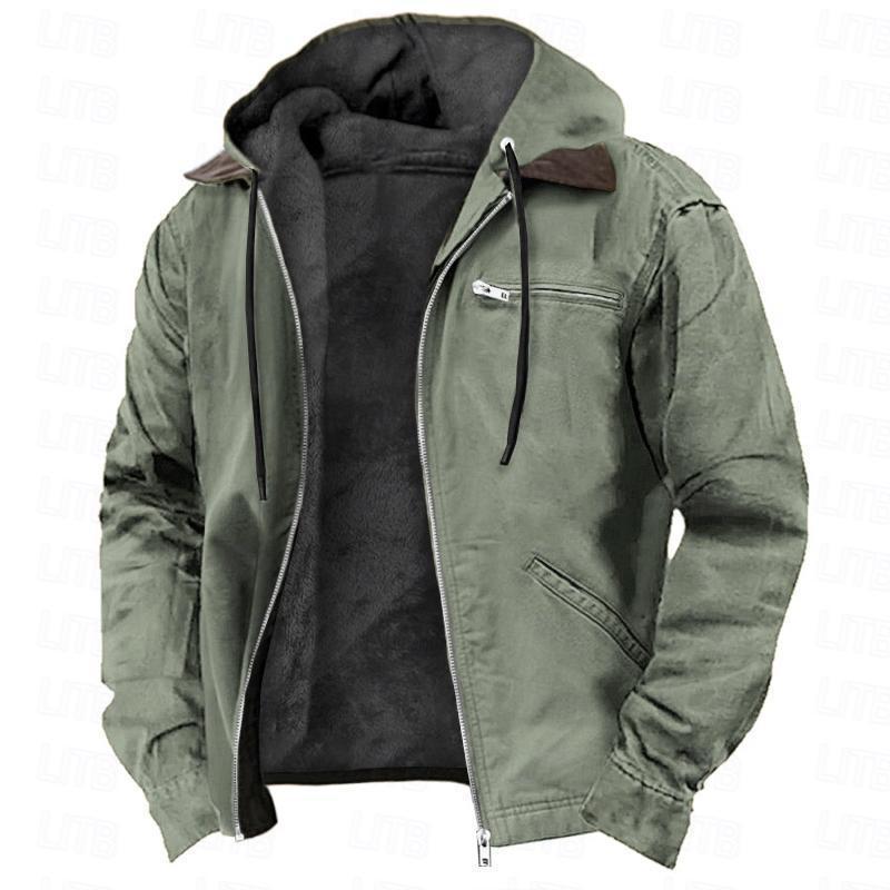 Winter Hooded Coat t Casual Outwear Men's Clothing.
